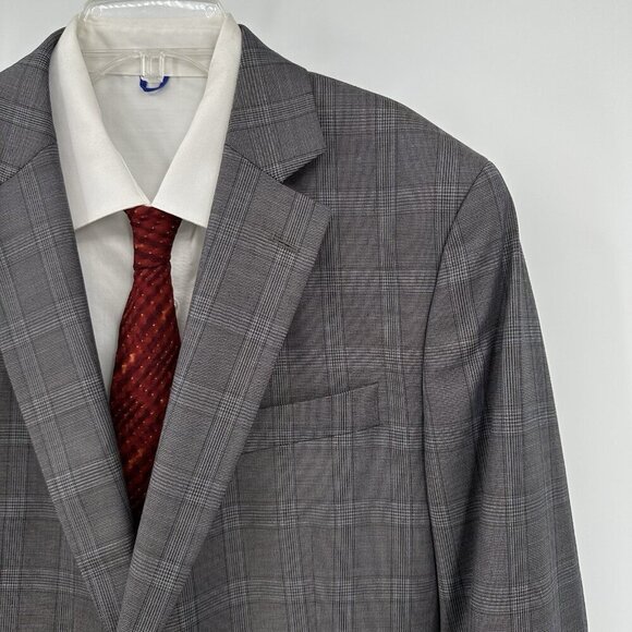 STAFFORD jacket blazer sport coat classic fit year round travel plaid 42L - Picture 1 of 9